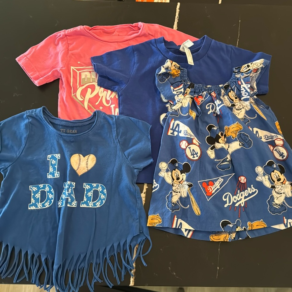 Lot of 4 2T Dodgers T-shirts
